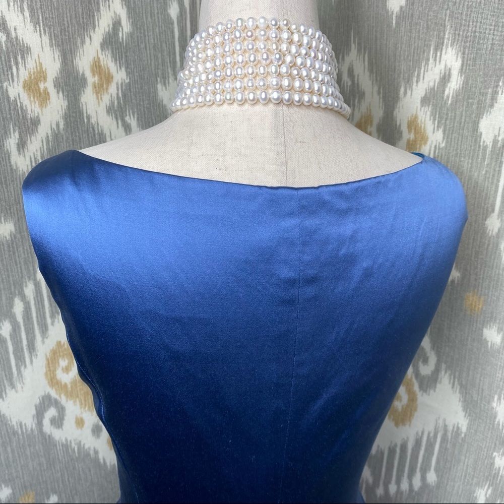 Ralph Lauren Vintage Deep Sky Blue Duchess Silk Satin Gown with Train - Picture 4 of 17